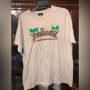 Thrasher Magazine Tiki Tropical Skater Light Brown Short Sleeve T-Shirt Shirt L